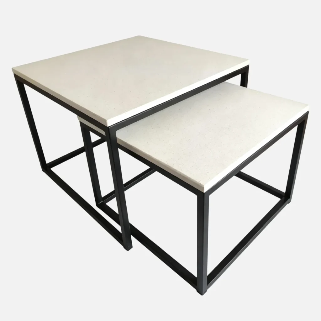 Stolik “Double Square” czarny z granitem Viscount White MAT